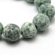 Frosted Natural Green Spot Jasper Round Bead Strands G-M064-12mm-10-2