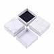 スクエアクラフト厚紙ジュエリーボックス  大理石模様ネックレスペンダントボックス  アクセサリー用  ホワイト  7.5x7.5x3.55cm AJEW-CJ0001-19-7