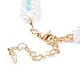 Shell Pearl & Glass Flower Beaded Bracelet with Brass Tiny Heart BJEW-TA00109-5
