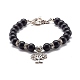 Bracelet en perles de pierre synthétique noire ronde mate BJEW-JB06963-2