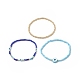 3Pcs 3 Style Evil Eye Polymer Clay & Glass Seed Beaded Stretch Bracelets Set for Women BJEW-JB09228-4