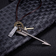 Adjustable Men's Zinc Alloy Pendant and Leather Cord Lariat Necklaces NJEW-BB16017-B-3
