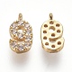 Brass Micro Pave Clear Cubic Zirconia Charms ZIRC-L075-60A-09G-1