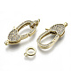 Brass Micro Pave Clear Cubic Zirconia Lobster Claw Clasps KK-N227-47-NF-2