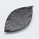 天然石ビッグサイズペンダントトップ  ポリマークレイラインストーン付き  PUレザーコードと真鍮パーツ  葉  70~73x38.5x6~7mm  穴：2mm PEAR-F006-07-3