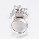 Adjustable Druzy Crystal Finger Rings RJEW-L082-01-4