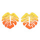 スプレープリントアイアン製ペンダント  熱帯の葉  ダークオレンジ  46x44x4.5mm  穴：1.6mm IFIN-N008-025-A03-1