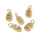 Real 18K Gold Plated Brass Micro Pave Clear Cubic Zirconia Charms KK-E068-VB452-G-4