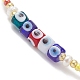 Natural Pearl & Evil Eye Lampwork & Seed Beaded Stretch Bracelet for Women BJEW-JB09371-2