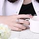 Laiton argenté zircone cubique anneaux de mariage pour les femmes RJEW-BB00721-7-5