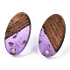 Accessoires de boucles d'oreilles en résine transparente et bois de noyer MAK-N032-005A-F03-2