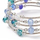 Braccialetti avvolgenti con cinque anelli di perle di vetro BJEW-JB09056-01-4