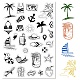 CRASPIRE Summer Beach Clear Rubber Stamps Travel Reusable Silicone Coconut Holiday Transparent Seals Stamp for Journaling Card Making Friends DIY Scrapbooking Photo Frame Album Decor 6.3 x 4.3inch DIY-WH0439-0021-1