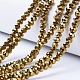 Placcare trasparente perle di vetro fili, pieno placcato, sfaccettato, rondelle, oro placcato, 4x3mm, Foro: 0.4 mm, circa 123~127pcs/filo, 16.5~16.9 pollice (42~43 cm)