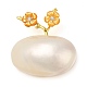 Broches ovales et en fleur de pêche teintes en coquillage blanc naturel pour femmes JEWB-E031-01G-02-1