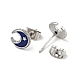 Enamel Crescent Moon with Star Stud Earrings with 316 Surgical Stainless Steel Pins EJEW-A081-09P-3