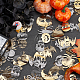 ハロウィーンをテーマにしたポリエステル ガーゼ メッシュ生地  服飾材料  頭蓋骨とコウモリの模様  ブラック  150x0.02cm DIY-WH0308-304-4