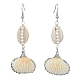 Boucles d'oreilles pendantes en perles naturelles et coquillages en forme de coquille pour femmes EJEW-TA00303-1