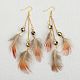 Fashion Feather Earrings EJEW-D008-101-1