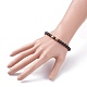 Natural Ebony Wood Round Beaded Stretch Bracelet with Synthetic Hematite for Men Women BJEW-JB07549-01-3
