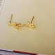 Orecchini pendenti con gattino in vero ottone placcato oro 18k con zirconi EJEW-EE0001-213-3