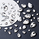FINGERINSPIRE 94 Pcs Pointed Back Rhinestone 6 Sizes Glass Rhinestones Gems Clear Teardrop Crystal Beads Jewels Embelishments with Silver Plated Back Faceted Bead for Craft Decor Jewelry Making RGLA-FG0001-20-4