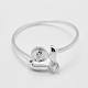 925 Sterling Silver Cubic Zirconia Finger Ring Components STER-A070-007-2