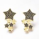 Brass Micro Pave Black Cubic Zirconia Star Stud Earrings ZIRC-I049-24G-02-1