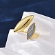 Латунные кольца-манжеты с микропаве и прозрачным цирконием для женщин RJEW-H248-06G-3
