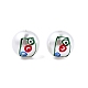 Cuentas de esmalte de perlas de imitación de plástico abs con tema de mahjong KY-G020-04D-2