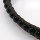 Fashion Triple Wrap Style Black Glass Bracelets BJEW-J058-11-3