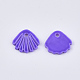 スプレープリント淡水シェルペンダント  シェル  紫色のメディア  10.5x10x1.5mm  穴：1.2mm SHEL-S276-17C-2
