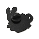 漫画のウサギのエナメルピン  バックパックの服のための電気泳動の黒い合金のブローチ  カラフル  カップ模様  30.5x30.5x1.2mm JEWB-G017-01EB-03-2