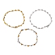 3Pcs 3 Colors 304 Stainless Steel Heart Link Bracelets BJEW-FS0001-02-2