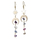 Moon & Star & Sun Brass Asymmetrical Earrings EJEW-JE05454-1