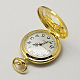 Vintage hohle flache runde Zink-Legierung Quarzuhr Köpfe für Taschenuhr Halskette Herstellung WACH-R005-31-3