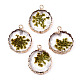 Transparent Clear Epoxy Resin & Dried Flower Pendants RESI-S383-075-C02-1