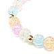 Bracelet extensible en perles rondes couleur bonbon avec breloque coeur licorne pour femme BJEW-JB07636-04-6