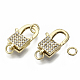 Brass Micro Pave Clear Cubic Zirconia Lobster Claw Clasps ZIRC-S066-203-NF-2