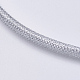 メッシュチューブ  プラスチックネット糸コードネックレス  真鍮カニカン付き  プラチナ  銀  18.8インチ（48cm）  3.5mm NJEW-F199-A07-2
