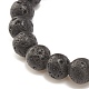 3Pcs 3 Style Natural Lava Rock & Mixed Stone Stretch Bracelets Set with Lampwork Evil Eye BJEW-JB08321-5