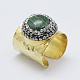 Adjustable Natural & Synthetic Mixed Stone Cuff Finger Rings RJEW-L079-I-2