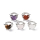 Natural & Synthetic Mixed Gemstone Dolphin & Heart Adjustable Rings RJEW-K241-02P-1