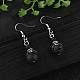 Серьги с подвесками из бусин из натуральной лавы EJEW-JE02144-01-5