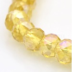 AB Color Plated Faceted Rondelle Electroplate Glass Beads Strands, Gold, 6x4mm, Hole: 1mm, about 85pcs/strand, 16 inch