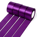 Ruban de satin à face unique, Ruban de polyester, violet, 2 pouce (50 mm), environ 25yards / rouleau (22.86m / rouleau), 100yards / groupe (91.44m / groupe), 4 rouleaux / groupe