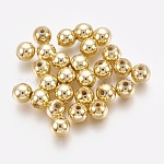Perline di plastica abs, perle galvaniche ecologiche, tondo, oro placcato, 3mm, Foro: 1.4 mm, circa 30000pcs/500g
