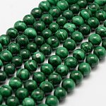 Chapelets de perles en malachite naturelle, ronde, 6mm, Trou: 0.5mm, Environ 68 pcs/chapelet, 15.7 pouce (40 cm)