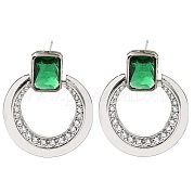 Серьги-гвоздики из латуни с кубическим цирконием и стеклом EJEW-M048-01P