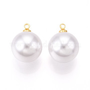 Подвески из латуни и АБС-пластика с имитацией жемчуга KK-N261-14mm-121G